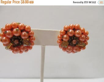 ON SALE JAPAN Coral Colored Beaded Earrings Item K # 1552