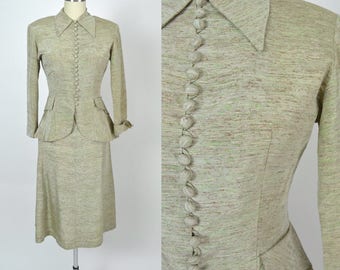 Vintage 1950s Suit late 1940s Designer Suit New Look 50s Dress Nipped Waist
