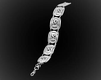 Sweet embroidered silver bracelet
