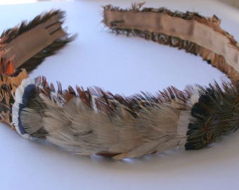 **Spotted Magenta/Black Feather & Leather Hat Band (Band Only) 983d