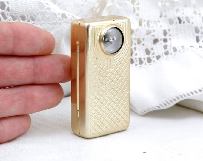 Vintage Ladies Flashlight, Small Retro Gold Colored Anodized Metal Torch Made by Wonder the "Macro" From France Lamp, French Decor, Upcycled