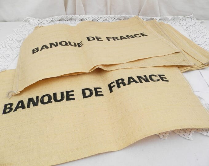 Vintage Unused Money Bags from "Banque de France", Bank Coin Bags, French Central Bank, Cash Convoy, Brinks, Mint Upcycle, Curios