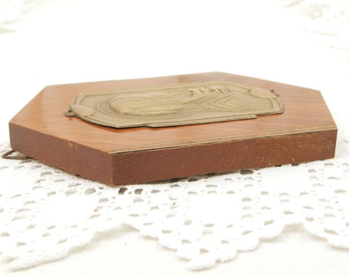 Vintage Art Deco French Bas Relief of St Theresa Brass and Exotic Wood Wall Hanging, Religious Profile of Saint Therese, Catholic Picture Vintage Art Deco French Bas Relief of St Theresa Brass and Exotic Wood Wall Hanging, Religious Profile of Saint Therese, Catholic Picture