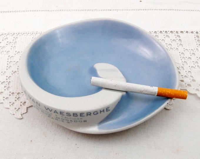 Vintage Mid Century Modern Ceramic Publicity Ashtray for Calculating Machine Shop in Paris Made by Altenkunstadt Bavaria, 1950 s Tobaccina