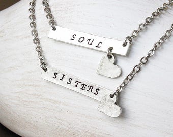 Soul sisters soul sisters necklaces SET of 2 soul sisters necklace set best friend necklace best friend jewelry besties soul sister jewelry