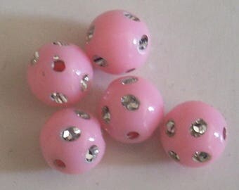 10 Pearl acrylic rhinestone round rose10mm