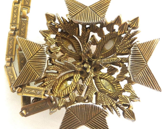 Florenza Maltese Cross Necklace, Vintage Designer Signed, Heraldic Jewelry, Maltese Jewelry