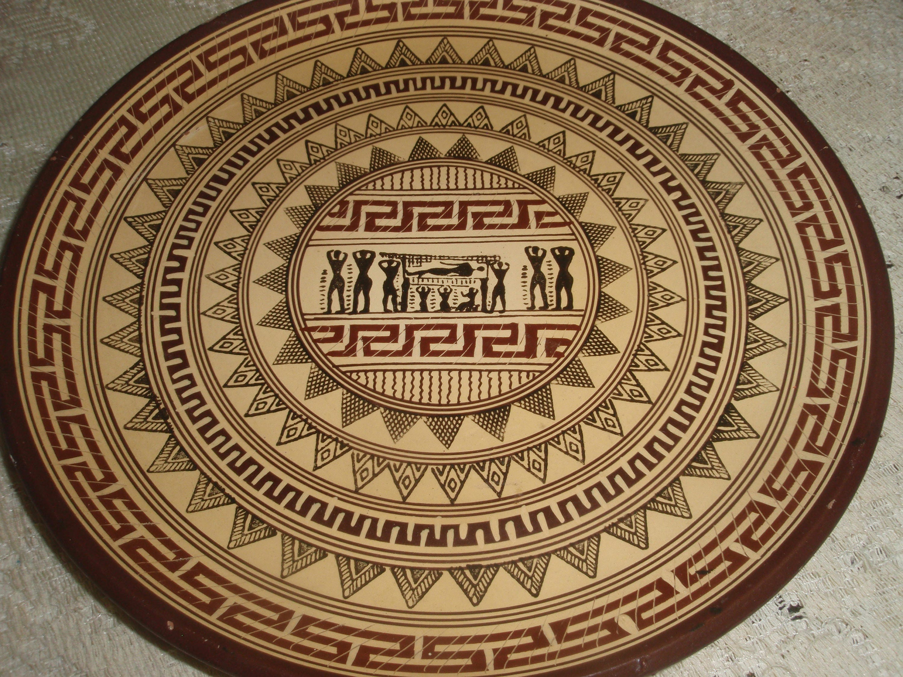 Greek Clay Plate Hand painted Greek design Plate depicting