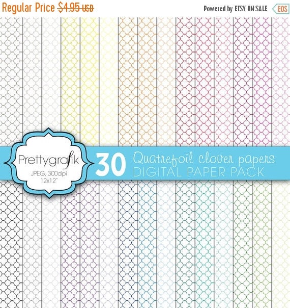 80% OFF SALE Quatrefoil clover digital paper, commercial use, scrapbook papers, background - PS570 Il_570xn