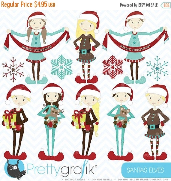 80% OFF SALE 80 Percent 0FF Sale christmas elves clipart commercial use, vector graphics, digital clip art, digital images - Cl418 Il_570xn