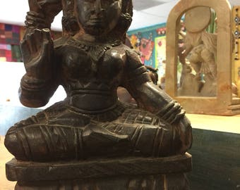 Antique Old Indian Goddess Sculpture Zen Decor
