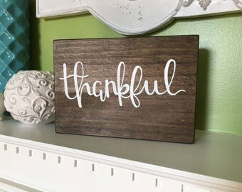 Thankful wood plaque