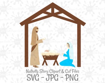 Nativity Story Clipart, Bible Story Clipart, Christmas Story Clipart, Nativity SVG, Manger Scene Clipart, Baby Jesus SVG, Nativity Cut Files