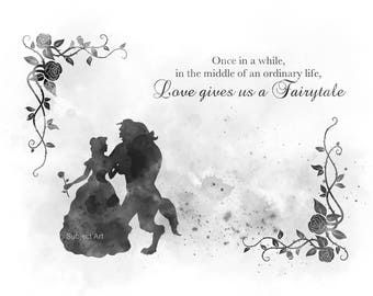 Beauty and the Beast Quote ART PRINT illustration Disney