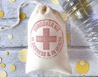 Hangover Kit Bag Individual | Bachelorette Favor Bags Wedding Welcome Party Favor Muslin Bag | Bride Bridesmaid Gift Bag Bridal Party
