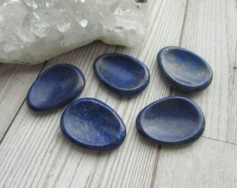 Lapis Lazuli Worry Stone - Natural Thumb Stone - Gemstone Smooth Palm Stone - Comfort Stone Blue