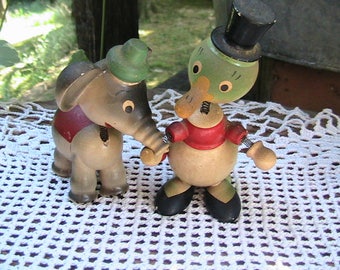 Nodders, Bobble Heads, Vintage Wooden Nodders, Set of 2, Goula, Spain