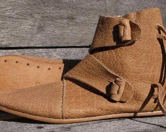 Viking 2 Toggle Boots Mens Size 12 Natural Viking Shoes, Medieval Ankle Shoes, Renaissance Shoes, Costume Shoes, Reenactment shoes, LARP