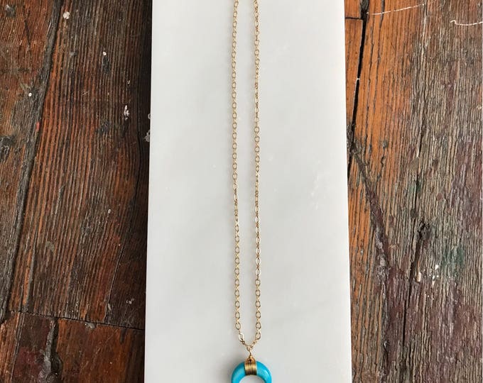 Bkue crescent moon necklace / Blue Moon / dainty necklace /