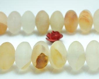 59 pcs of Natural Citrine matte rondelle beads in 6X10mm