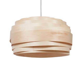 Modern Light, Pendant light, "Light Cloud" Maple Wood Veneer lamp shade