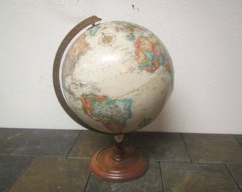 REPLOGLE WORLD CLASSIC Series 12 Inch Diameter Globe * , Raised topography, world globe*, Wood base and metal arm