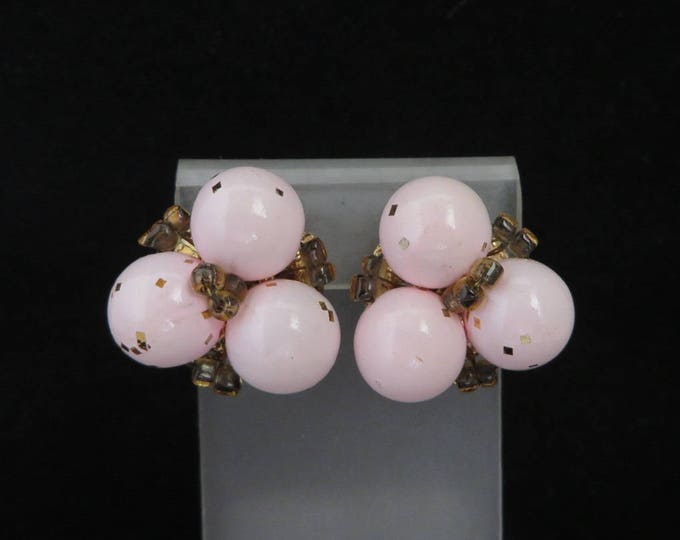 Vintage Coro Pink Earrings | Glitter Bead Clip-on Earrings