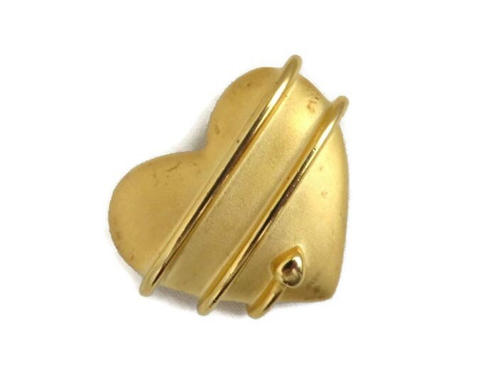 Vintage Tara Heart Brooch - Matte Gold Tone Heart and Arrow Pin, Gift for Her