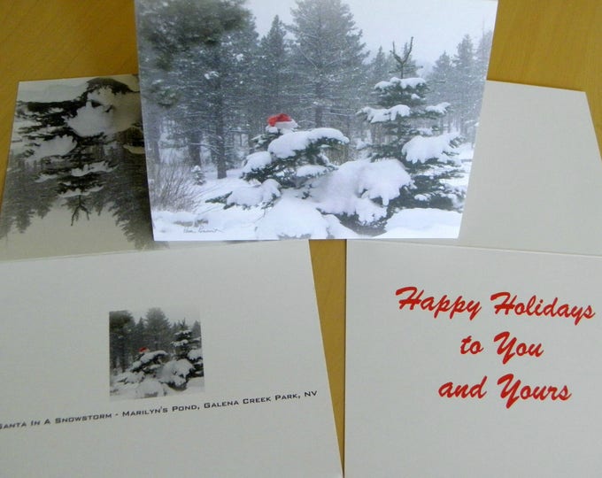 ELUSIVE SANTA printed Holiday Note Cards with inside Greeting option - 4 piece set created by Pam Ponsart of Pam's Fab Photos