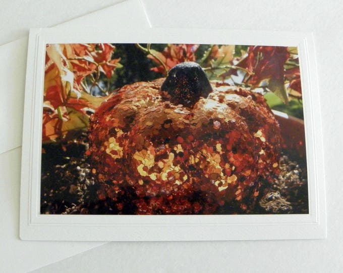 GLITTERING PUMPKIN CARD Set; 4-pieces with coordinating envelopes; created by Pam Ponsart of Pam's Fab Photos