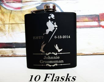 Groomsmen Proposal Flask Set, Black Flask Set, Personalized Gift, Groomsman Proposal Gift, Suit Up Flask, Flasks Set, Set of 10 Flasks