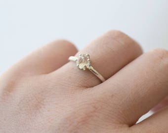 Rough Uncut Raw Diamond Ring Sterling Silver Engagement