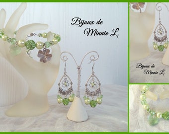 Ensemble Bracelet et Boucles d'oreilles *Élégant Porte-Bonheur*