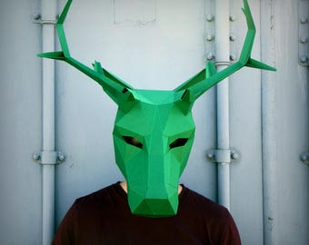 Stag or Reindeer full mask - Make your own using this simple PDF download