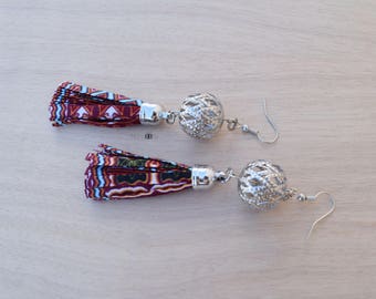 African Fabric Tassel Earrings, Hoop Earrings, Dangle Earrings, Gift for women, Bijoux Africains, Ankara Fabric