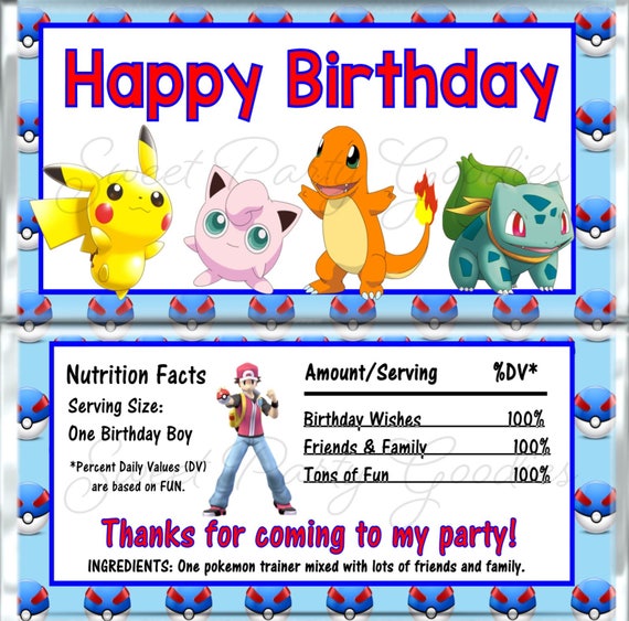Pokemon Candy Wrappers Pokemon Chocolate Bar Wrappers