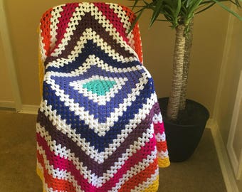 Lularoe Inspired Neverending Granny Square Crochet Throw