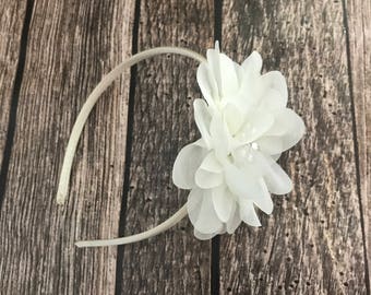 Ivory headband, flower girl headband, flower girl, wedding headband, hard headband, child headband