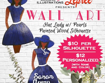 Wood Wall Art: Hat Lady Silhouette