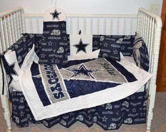New Crib Nursery Bedding m/w Dallas Cowboys Fabric