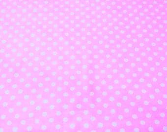 Dots Fabric, Flannel Fabric, Pink/White Dots Fabric, Baby Pink Flannel, Kids Fabric, Blanket/Quilt/Nursery/Crib, Flannel Fabric By Half Yard