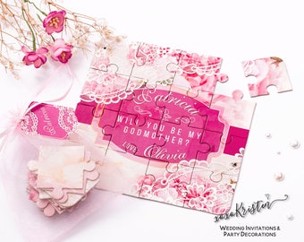 Will You Be My Godmother Puzzle. Ask Godmother Invitation Baptism Card Christening Baby Asking Godparents Puzzle Invitation