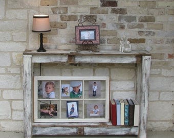 SALE Heavily Distressed Rustic Sofa Table in Farmhouse White