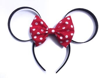 Classic Minnie Mouse Bow Ears - Classic Minnie Ears, Minnie Mouse Ears Adult, Minnie Mouse Ears Headband, Glitter Minnie Ears