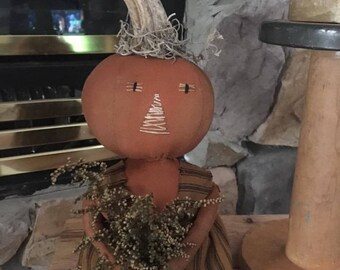 Primitive Fall Halloween pumpkin doll sweet annie
