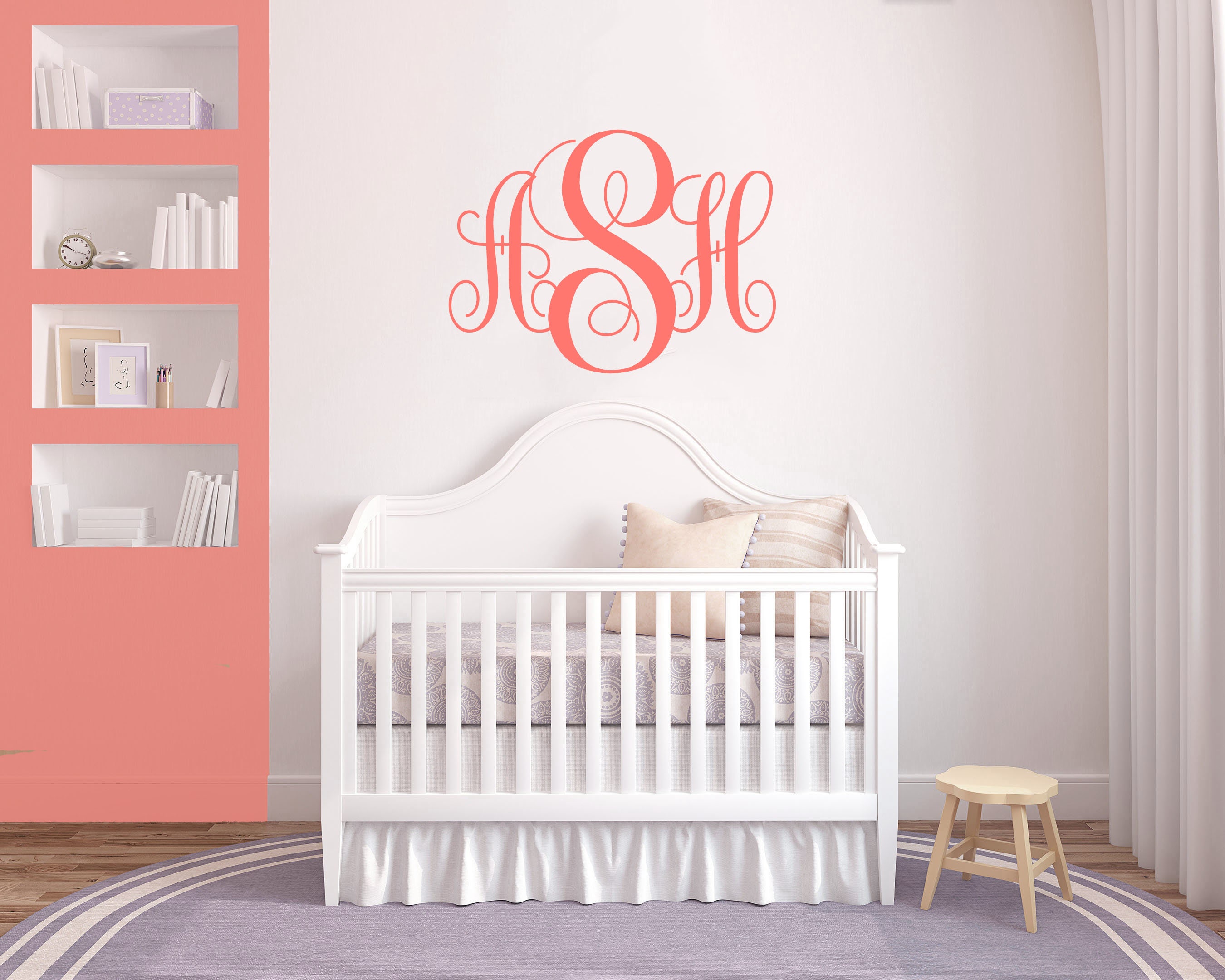Monogram Wall Decal Initial Wall Decal Nursery Decal monogram