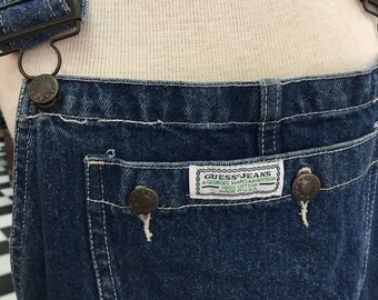 Vintage denim overalls by Guess Jeans , George Marciano Design , fits s/m