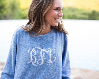 Large Monogram Pullover | Monogrammed Sweatshirt | Terry Sweatshirt | Cozy Sweater | Monogram Sweater | Christmas Gift | Gift for Her