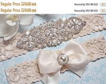 Yanstar Wedding Garter Set For Bride - Lace Bridal Garter With Rhinestones & Pearl Accents