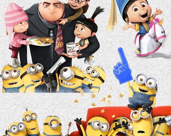 50 Despicable Me Minions Clip art 300dpi -INSTANT DOWNLOAD FOR cards, scrapbooking,digital art, printing, birthdays, party decor,invitation
